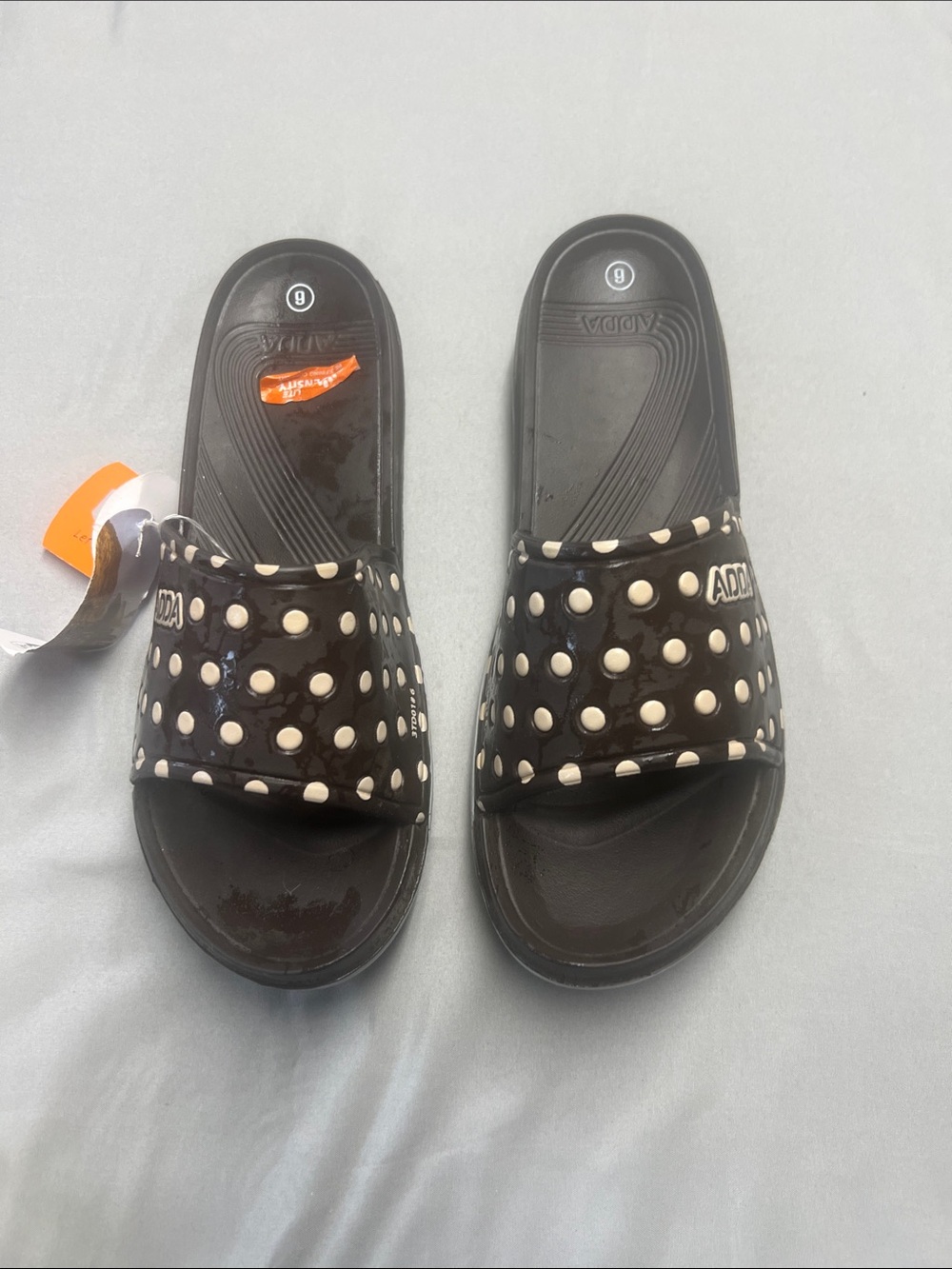 Black Polka Dot Slide Sandals -811